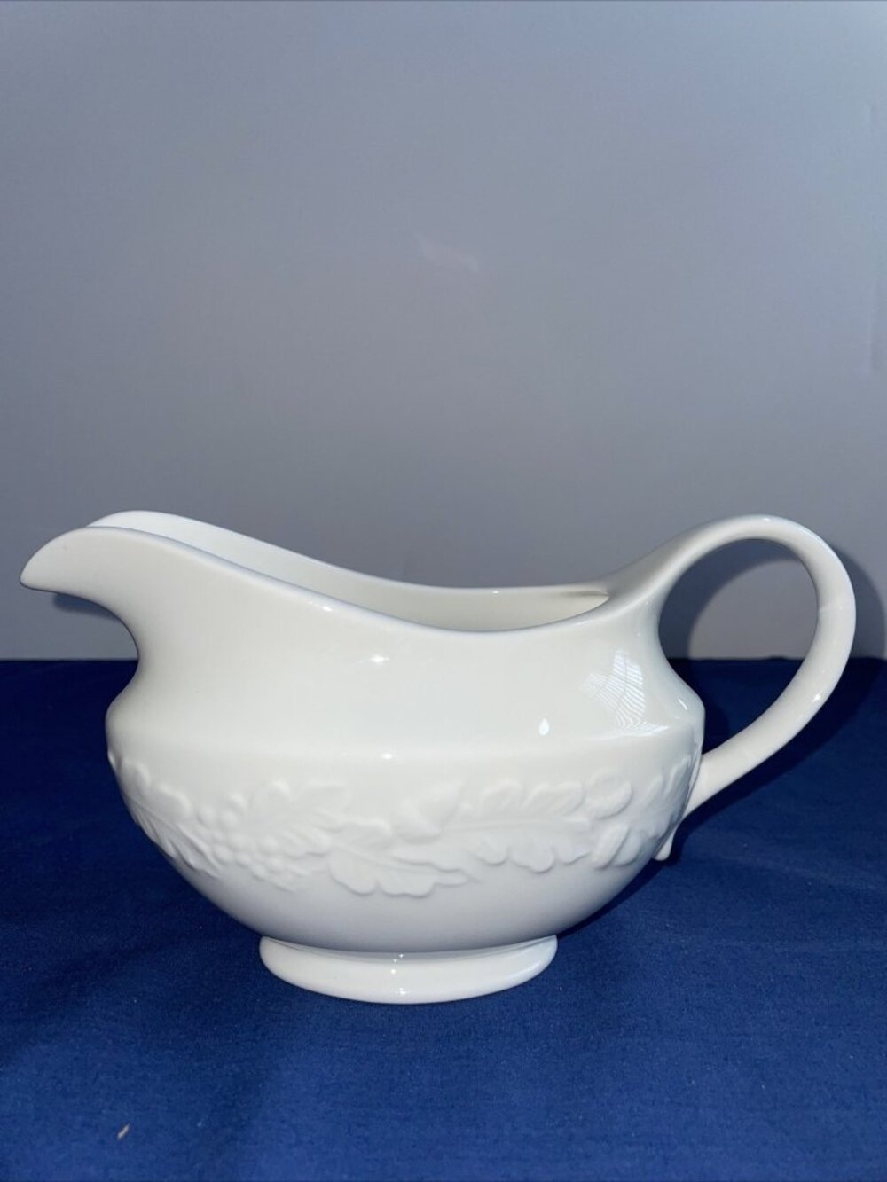 Martha Stewart Acorn Stoneware White Gravy Boat, Discontinued